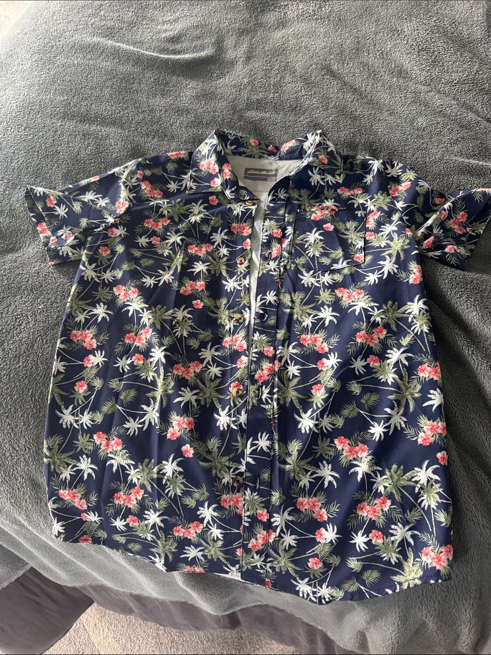 Eddie Bauer Navy Tropical Floral Button-Down Shirt